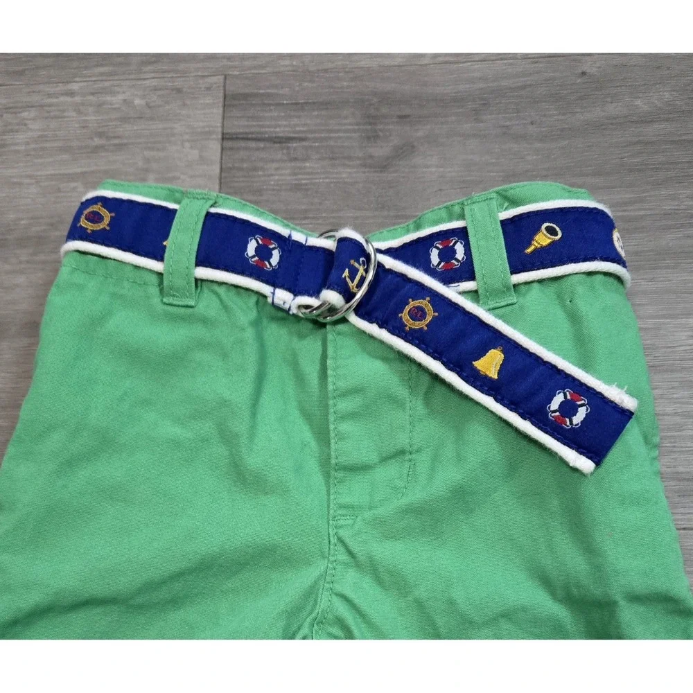 Ralph Lauren Baby Boy' Chino Pants Green with Nautical Belt Size 3M